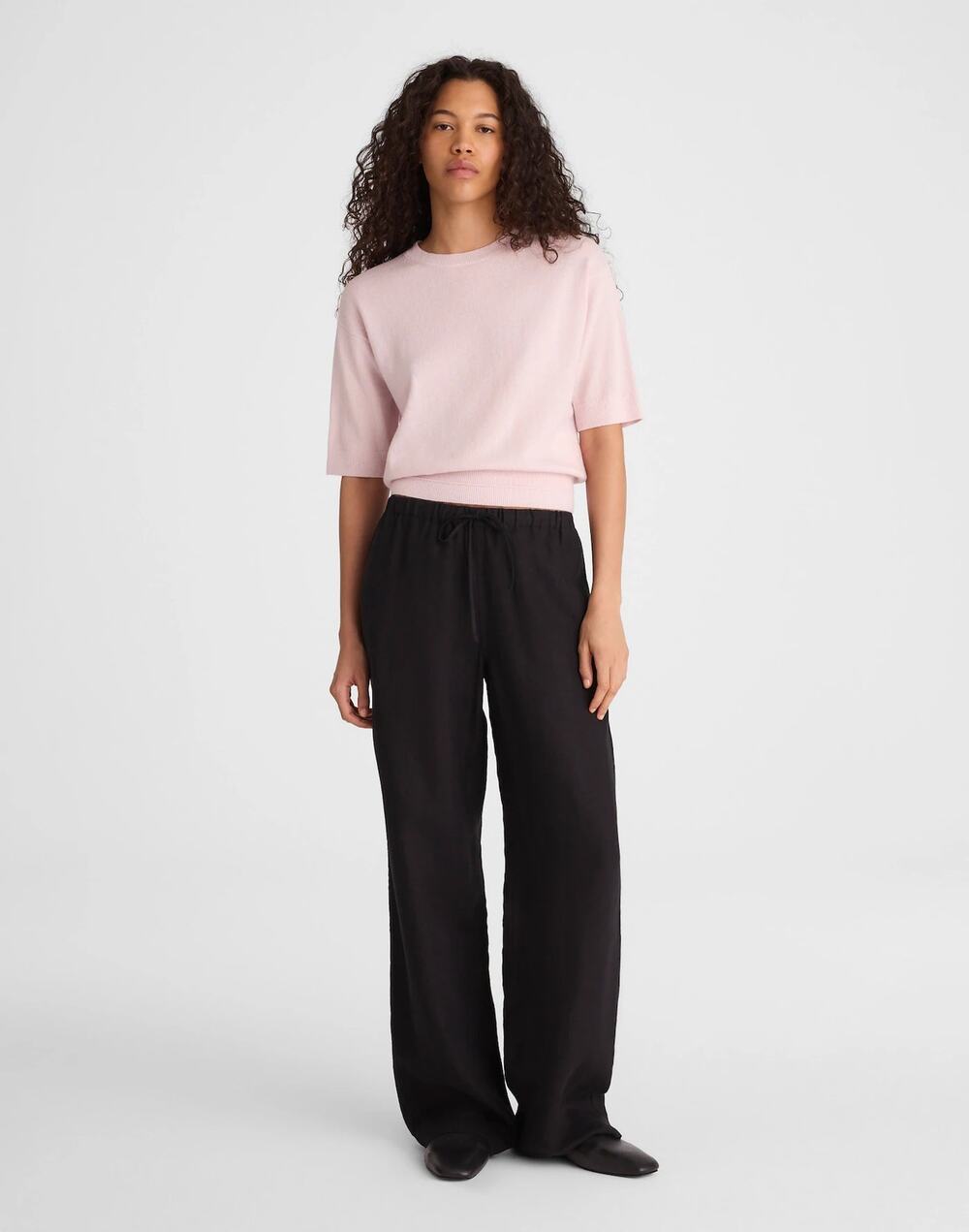 NWT Madewell Relaxed Sweater Tee in 100% Cashmere Pale Pink XL